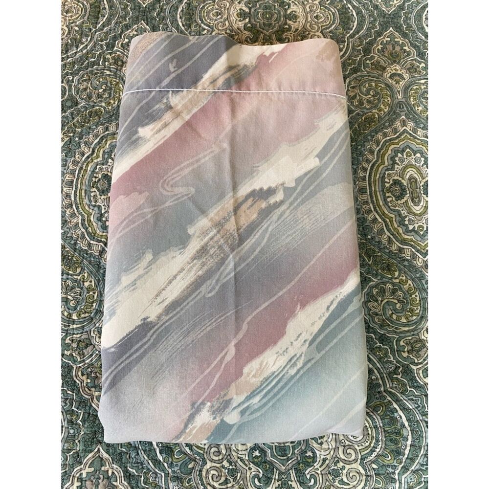 Vintage pastel colored blue , green , pink , flat sheet King